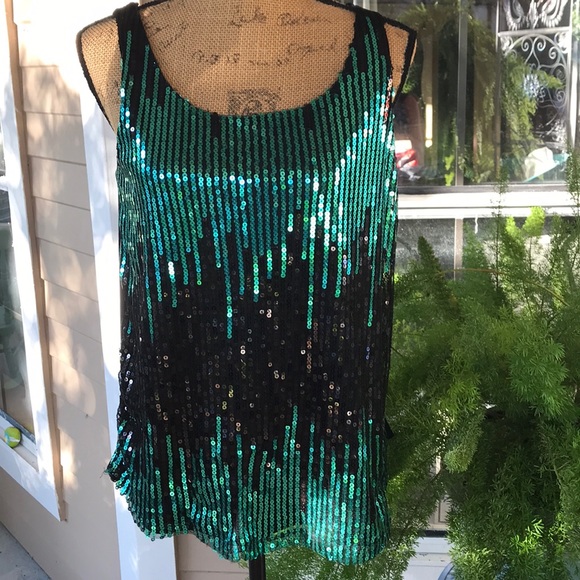 Forever 21 Tops - Fabulous green and black sequin tank/ Rue 21.